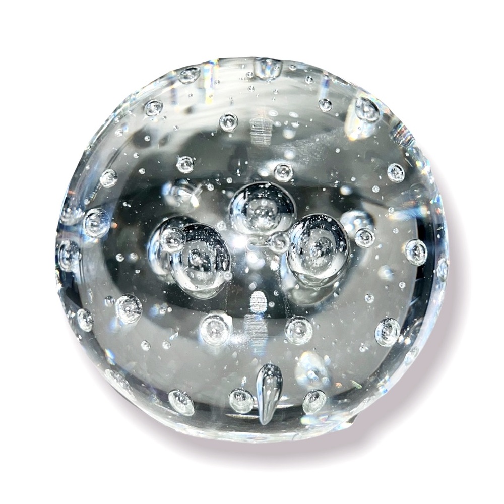 VTG Crystal Clear Orb Murano Bullicante Bubble Sphere Paper Weight Art Ball